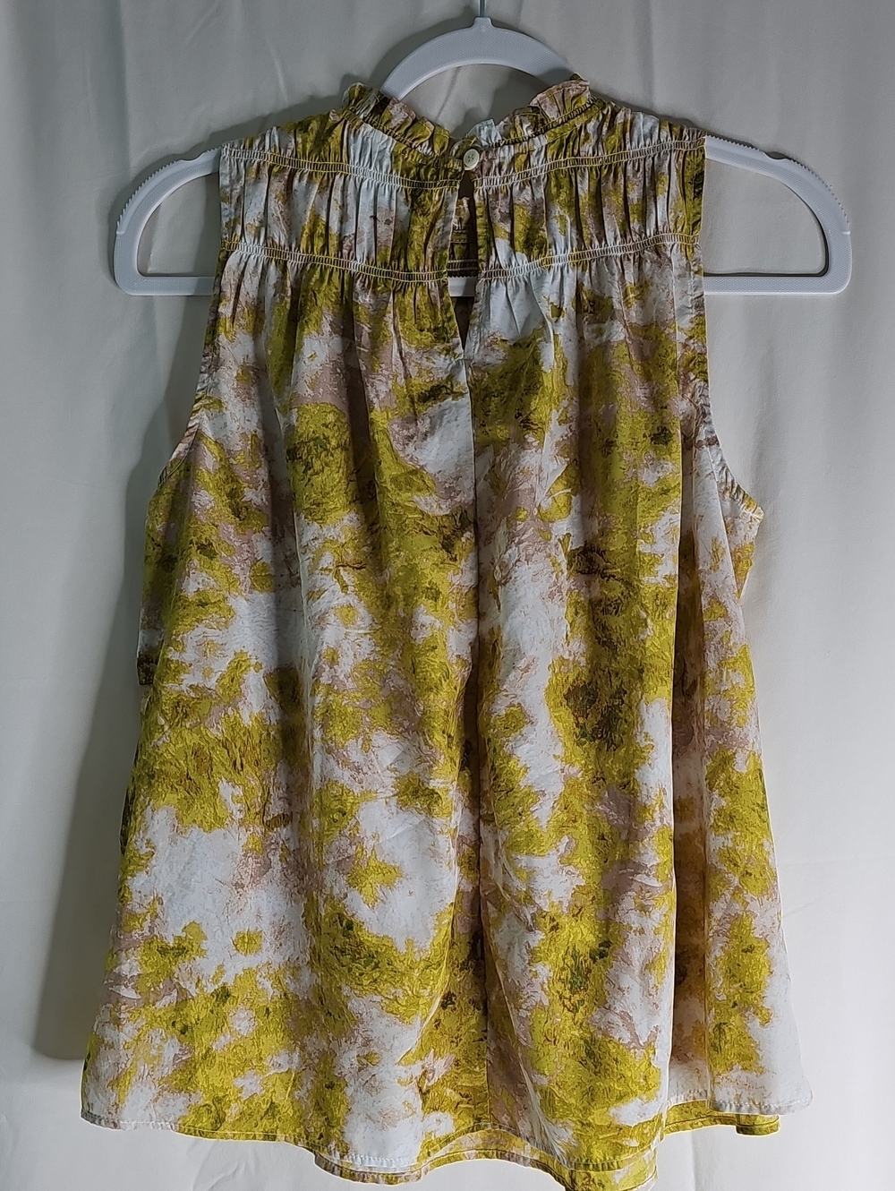 Joie Yellow Floral Smocked Sleeveless Top - Picture 3 of 7